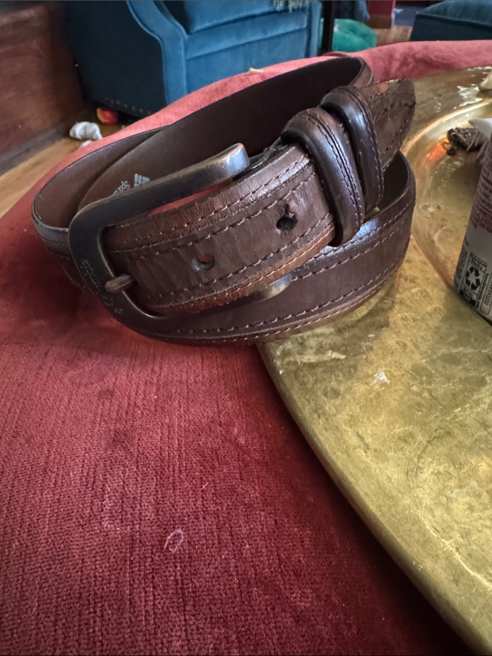 Columbia Brown Leather Casual Belt with Dark Buckle